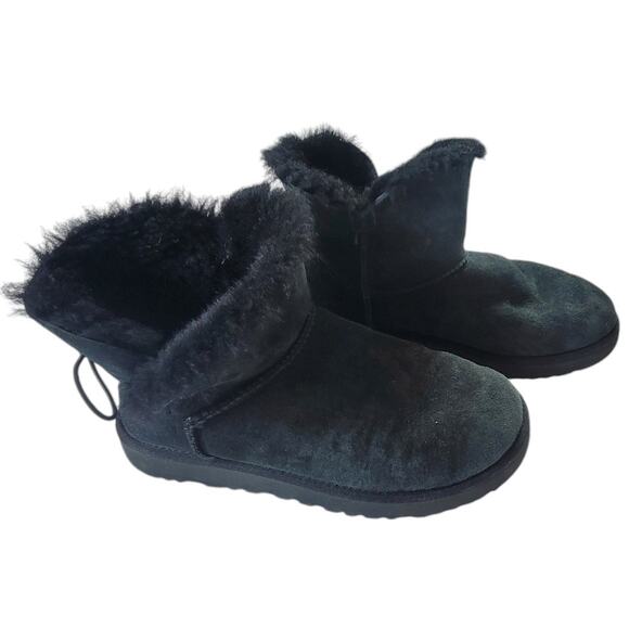 UGG Mini Bailey Suede and Shearling Boots Women's Size 9 - Picture 2 of 10